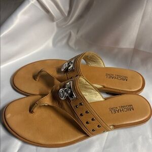 Michael Kors Brown Leather Studded Sandals